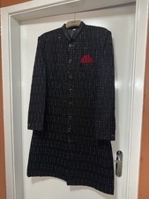 Men’s Sherwani  + Trousers- Luxurious With Intricate Embroidery - Black  SIZE 40