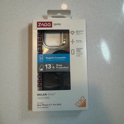 ZAGG Gear4 Milan Snap iPhone 14 Pro Max Case MagSafe Black Swirl D3O 13ft Drop