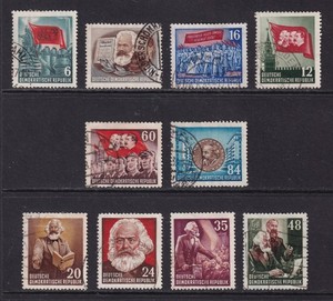 WSCHODNIE NIEMCY 1953 Marx zestaw 10 SG E102-E111 Używany (CV 21 GBP)