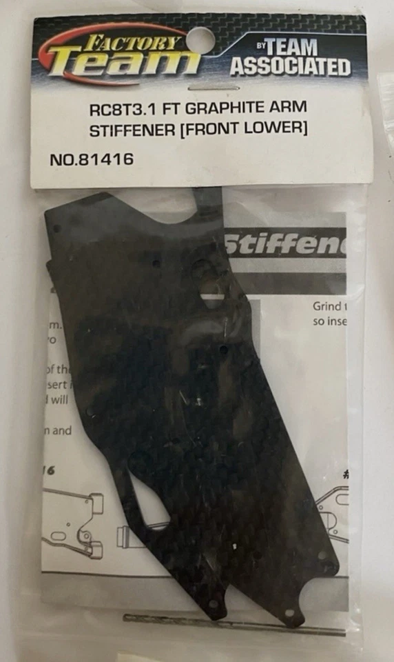 Team Associated 81416 RC8T3.1 FT Arm Stiffeners Front Lower Carbon Fiber Disc. - Image 2 of 2
