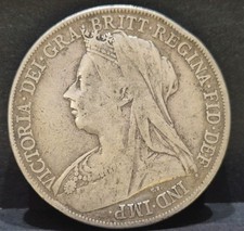 1900 Crown Queen Victoria Silver Five Shilling Coin