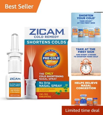 Compact No-Drip Cold Relief Nasal Spray with Cooling Menthol - Zinc-Free, 0.5 Oz