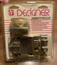Vintage 1991 ILCO Jimmy Proof Single Cylinder Door Deadbolt Unican USA 531-12-51