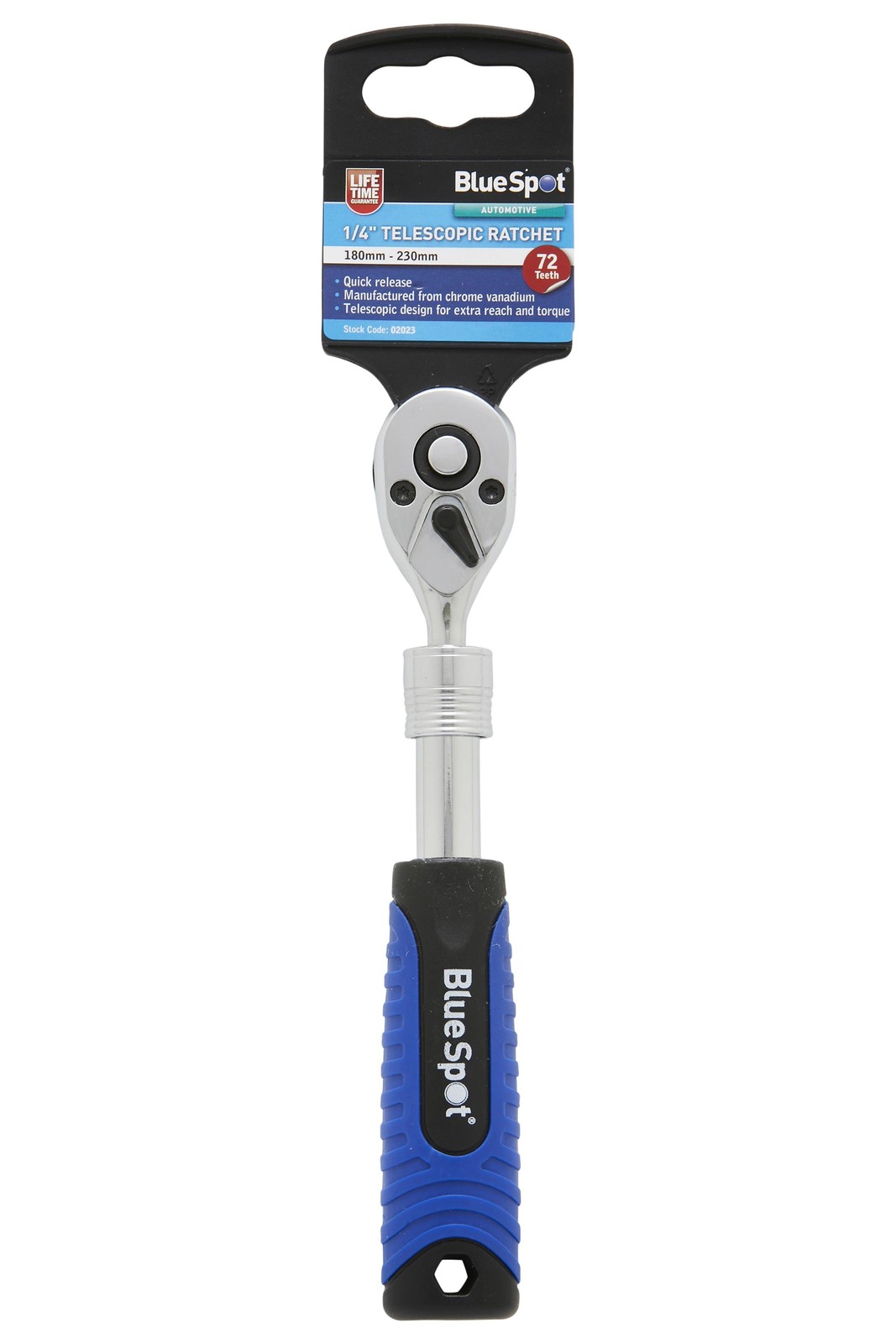Blue Spot 02023 1/4"" Telescopic Ratchet (180mm-230mm) (72 Teeth) - Image 2