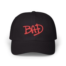 Michael Jackson BAD Script Logo Dad Cap | Emb...