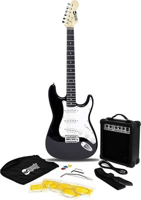 RockJam E Gitarre Set mit mini Verstärker Anfänger zum lernen - Schwarz