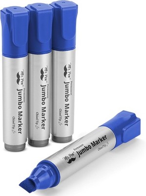 Mr. Pen- Jumbo Permanent Markers, 4 Pack, Blue, Chisel Tip, Large Color Set,