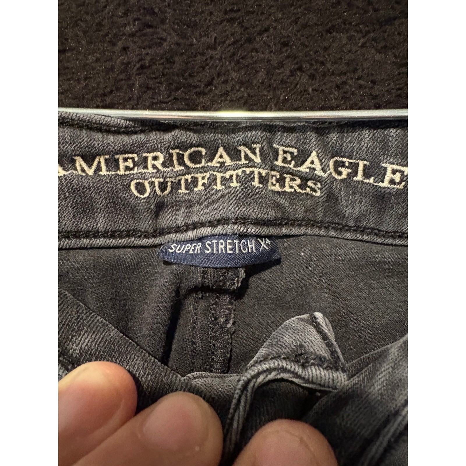 American Eagle Super Stretch Gray Distressed Skin… - image 2