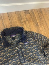 Patagonia Men's Geometric Full Zip Jacket Blue Beige Mid-Length