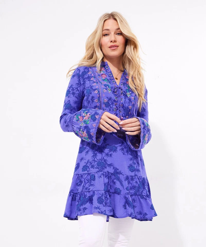 Joe Browns Women's Embroidered Bird Print Lace Detail Tunic