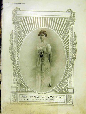 Alter antiker Druck Braut Herzogin Fife Schottland Portrait Kleid Hochzeit 1913 20.
