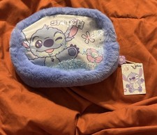 Disney Stitch Plush Cosmetic Bag Light Blue White Pink Medium Character Theme