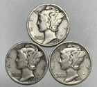 1940, 1940-D and 1940-S 10C Mercury Dimes 90% Silver