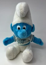 Peyo Smurf Wallace Berrie & Co 10" Plush Smurf Doll 1979 w/I SMURF YOU T-Shirt