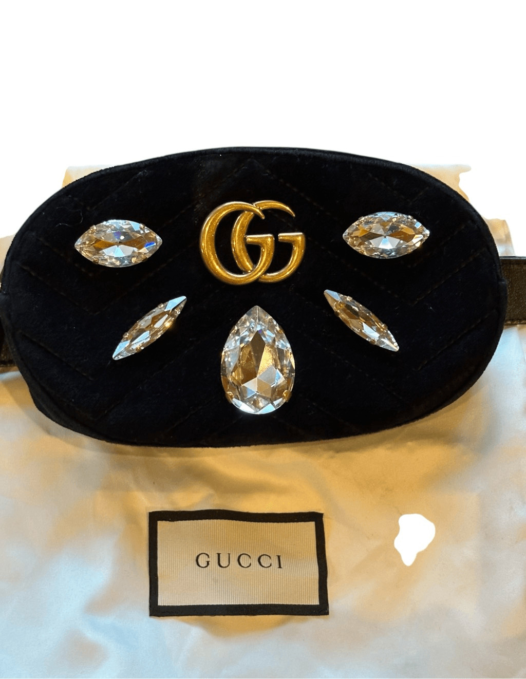 Gucci GG Marmont Crystal Belt Bag in Black