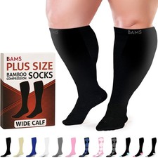 BAMS Plus Size Compression Socks Wide Calf XL XXL XXXL   Graduated Knee-Hi
