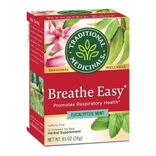 Traditional Medicinals Breathe Easy Herbal Tea Caffeine Free, 16 Tea Bags