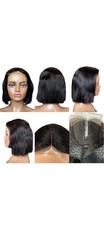 Short Straight Bob Wig for Women Fashion Black Lace Front Middle-Part 8in