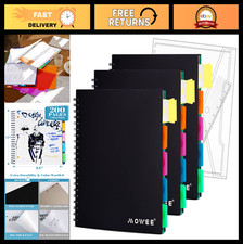 5 Subject Spiral Notebook Set - College Ruled with Dividers  Tabs, 3 Pack Black