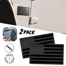 New 2pcs Usa Flag Sticker American Car Truck Decal Emblem Black Us