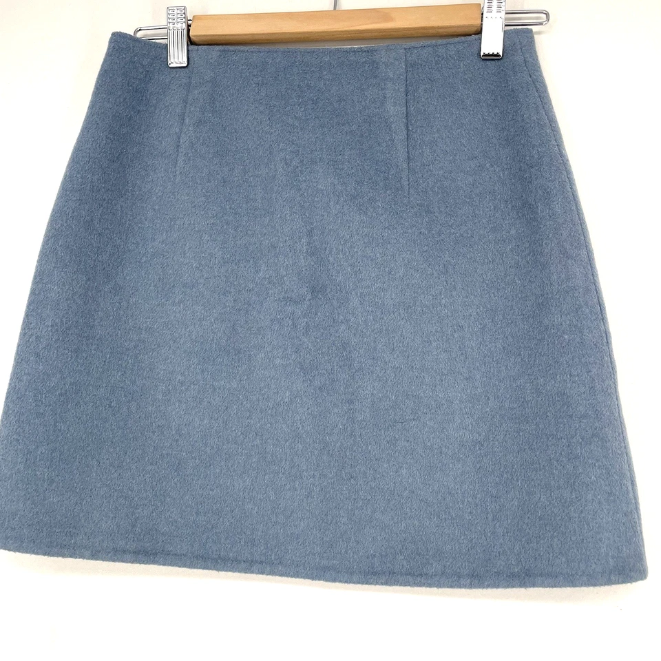 Minifalda lápiz Club Monaco mezcla lana azul cremallera lateral para mujer talla 4 pequeña Foto 2 de 4