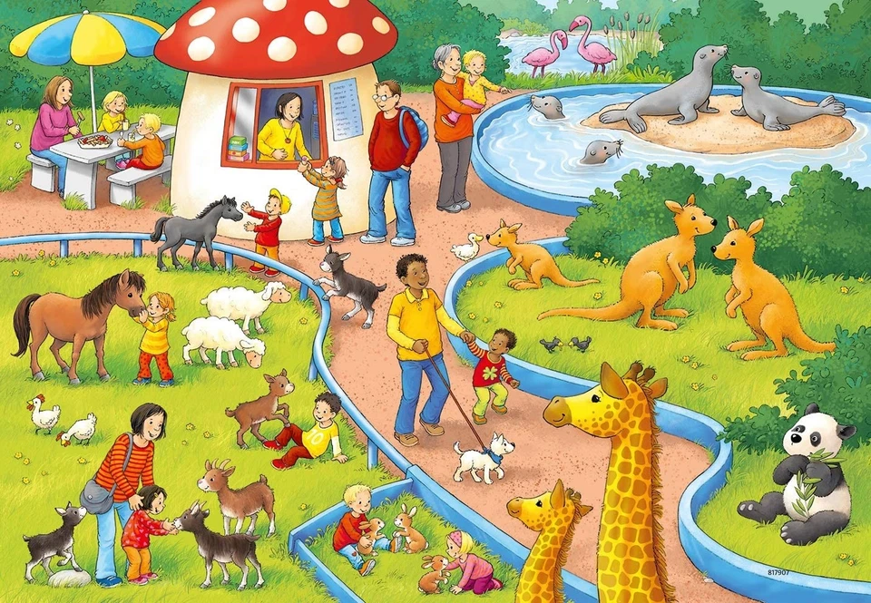 RAVENSBURGER, Puzzle 2x24 pezzi Un giorno allo zoo, ,  RAV078134 - Immagine 2 di 3