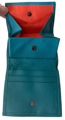 Giorgio Fedon Turquoise Leather Wallet Bifold Coin Credit Card Cash