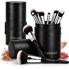12PCS Makeup Brush Set with Travel Case - Soft Synthetic Bristles for Foundation