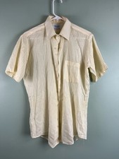 Filenes Boston VTG USA Made Yellow Cotton Blend Short Sleeve Button Up Shirt