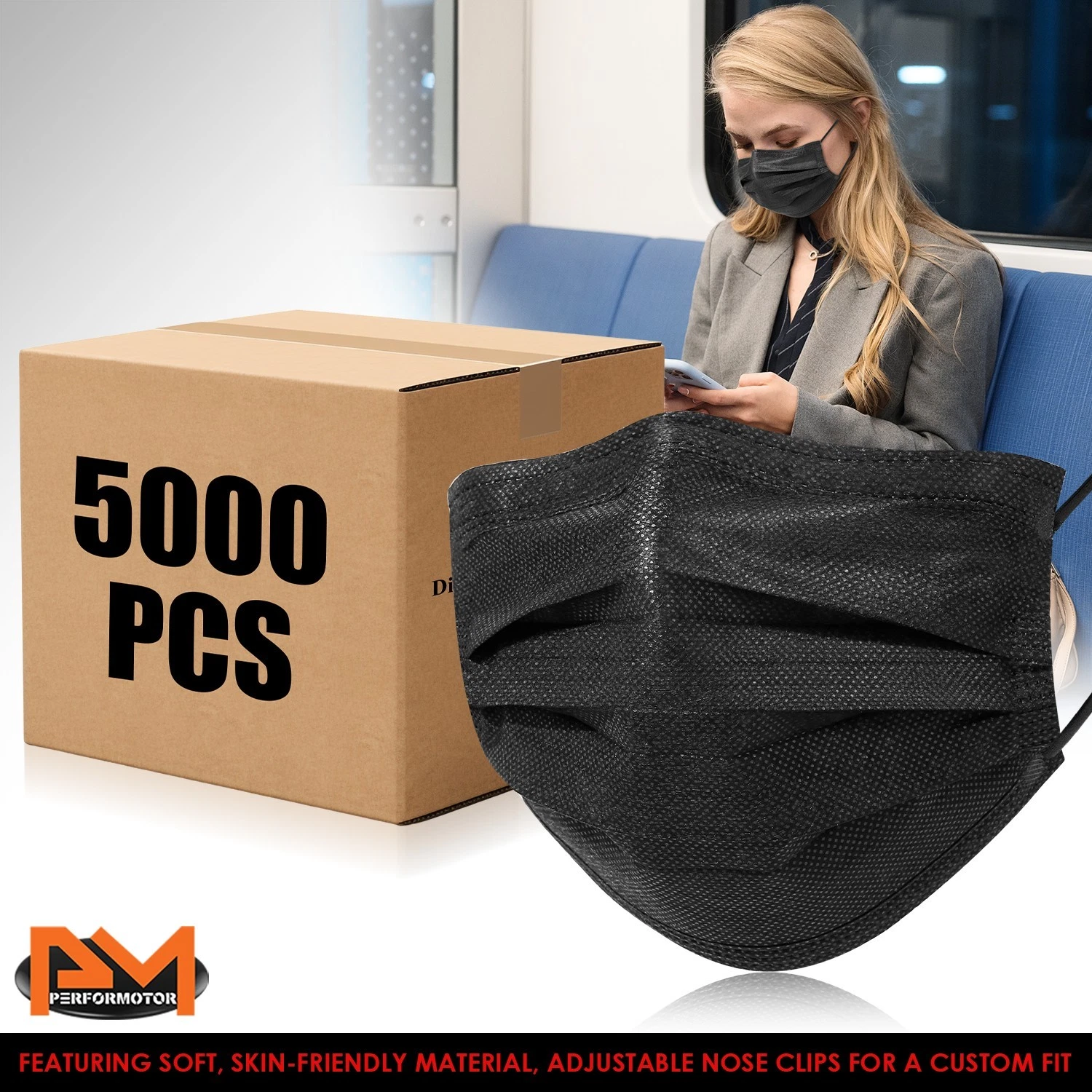 5000Pcs [Case of 100 Boxes] - Black 3-Ply Disposable Face Mask Protective Cover
Opens in a new windo