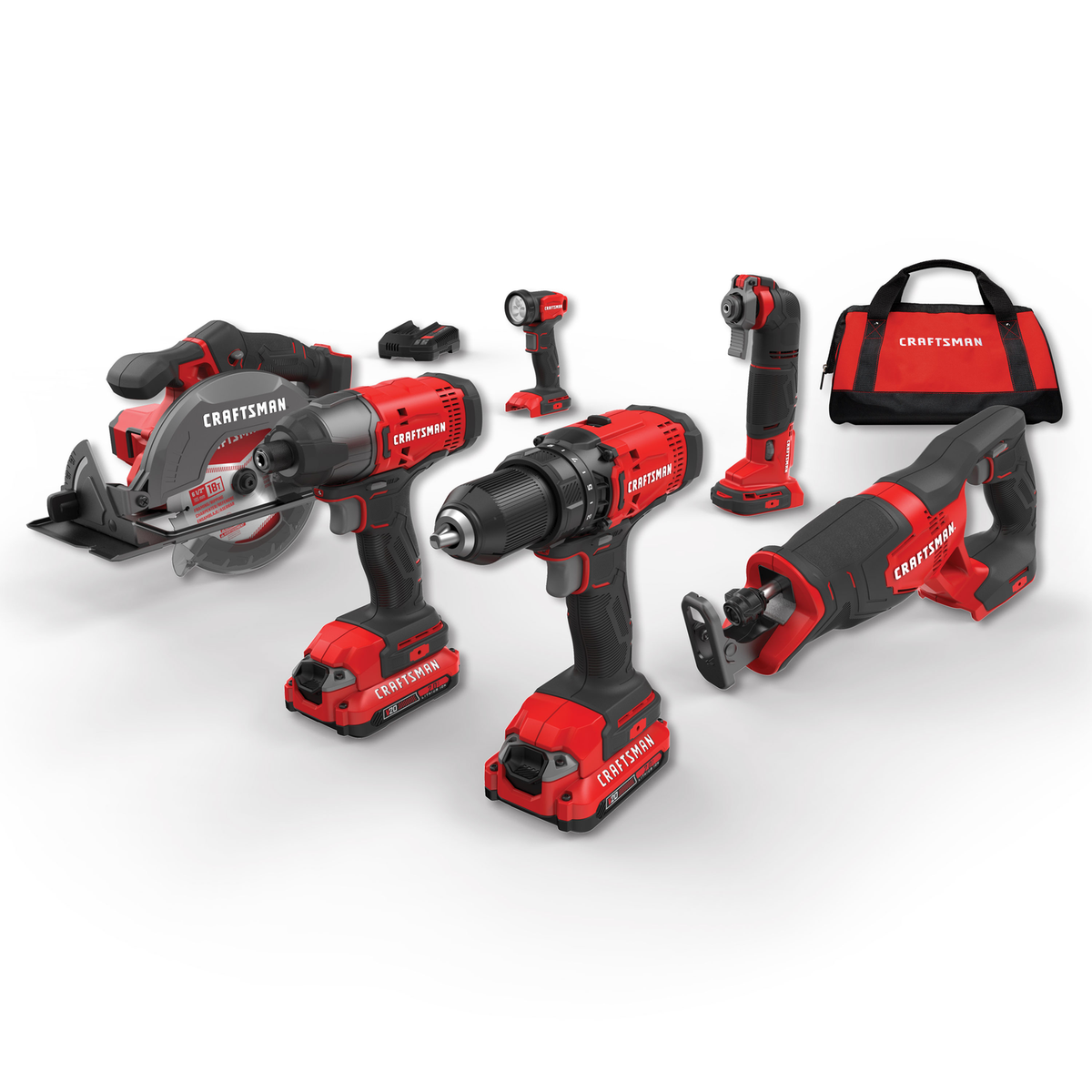 CRAFTSMAN 6-Tool 20-Volt Max Power Tool Combo Kit with Soft Case w