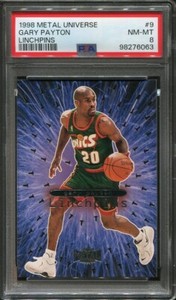 1998 Fleer Metal Universe Linchpins Gary Payton #9 Seattle Supersonics PSA 8