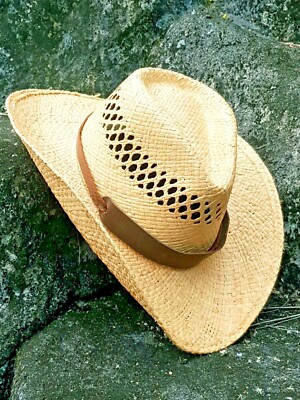 Brown buffalo leather hatband python print buckle adjustable for all hats 14061