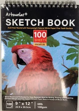 Artownlar SKETCH BOOK 100 Sheets PREMIUM Sketch Pad, Perforated 9 x 12" (68 LB)