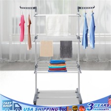 Folding 4 Tier Clothes Drying Rack Metal Laundry Garment Dryer Rack Stand Indoor