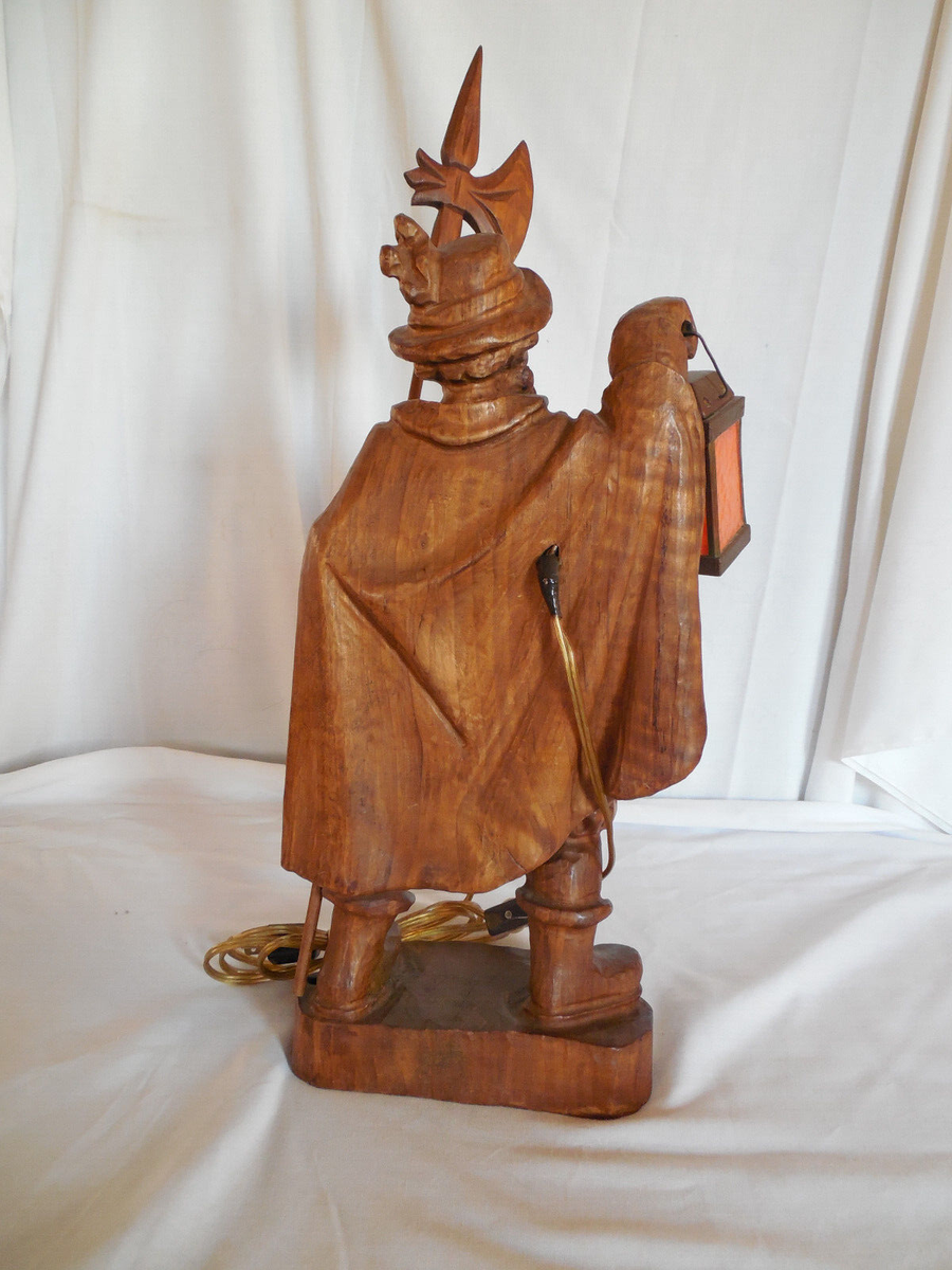 Naturholz Geschnitzt Germany 1960's carved wood night