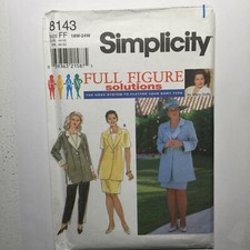 Simplicity Pattern 8143 FF 18W - 24W Full Figure Jacket Skirt Pants Uncut