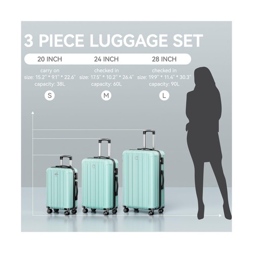 3-teiliges (20/24/28)" Kofferset Spinner Rollen ABS leichte Koffersets... - Bild 6 von 6