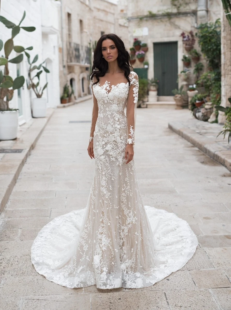 Long Sleeve Lace Wedding Dresses for sale - eBay
