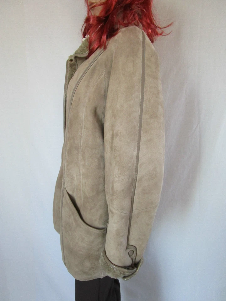 Mujer De Colección Retro Años 70 Cuero Piel de Oveja Gamuza Chaqueta Abrigo Talla Grande XL AP51 Foto 3 de 4