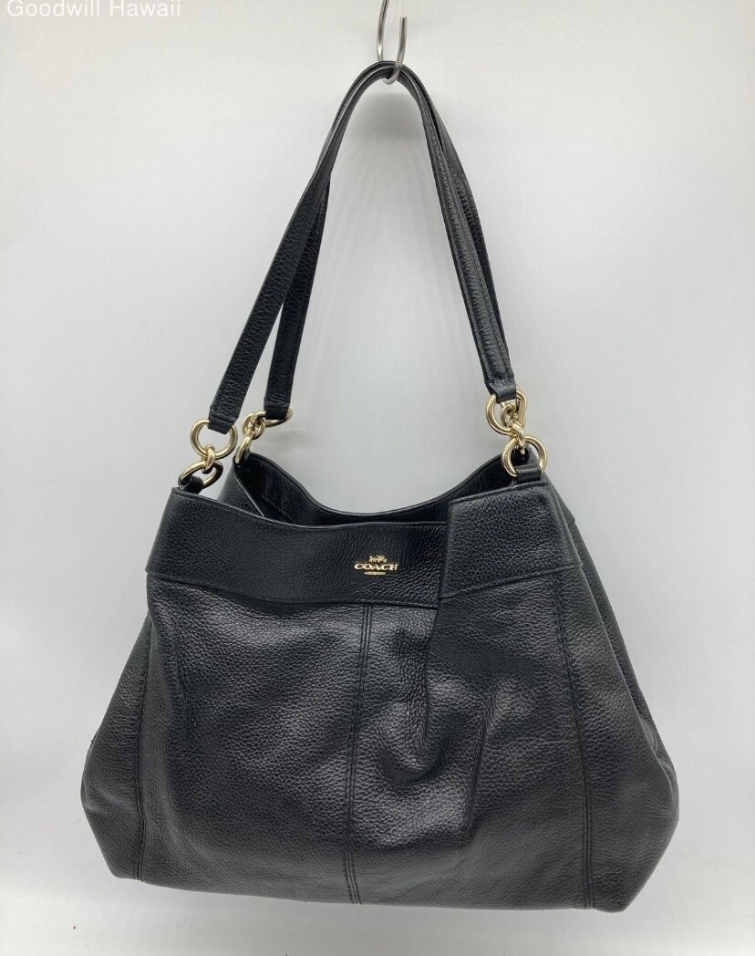 Coach Black Lexy Pebble Leather Shoulder Bag Gem