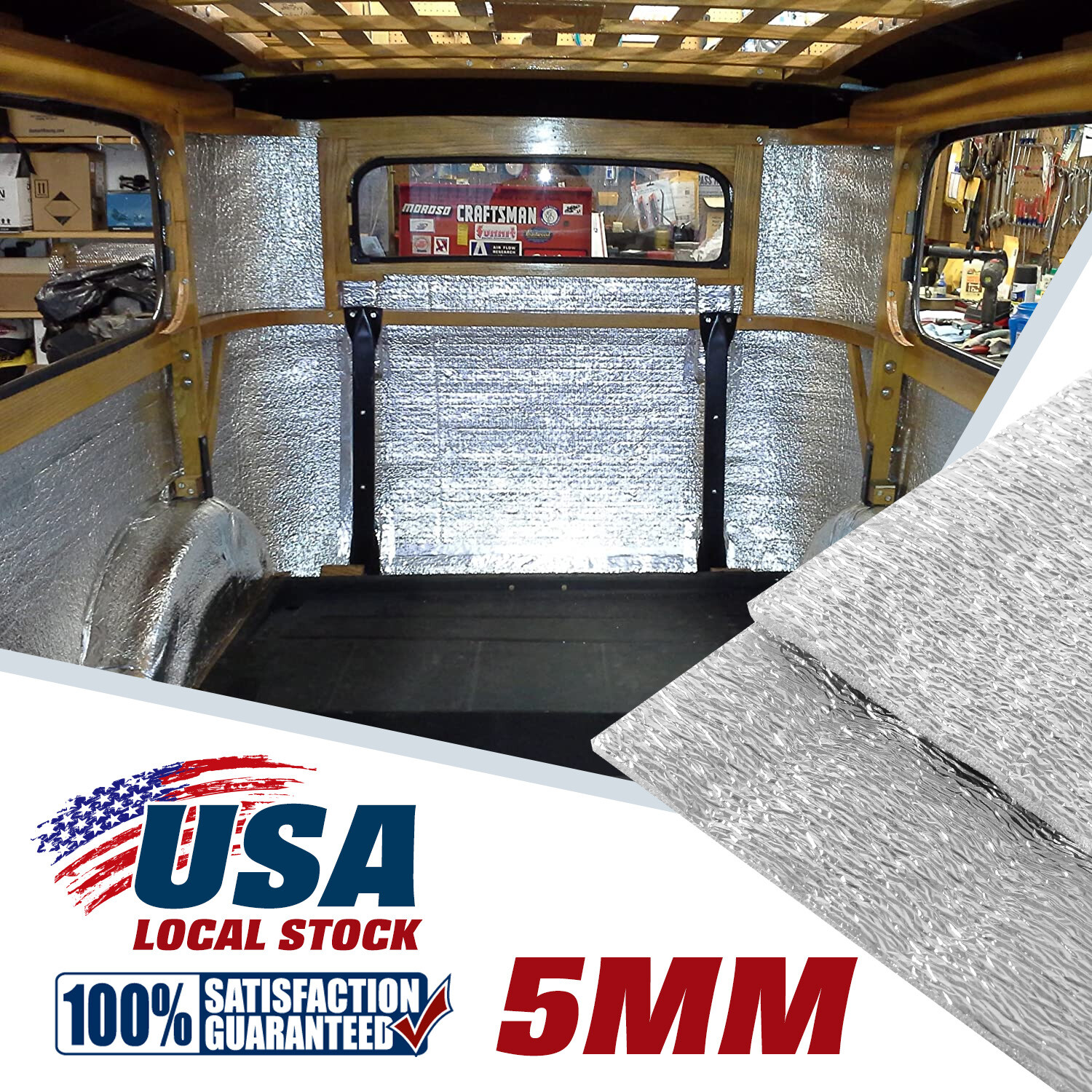 64Sqft Car Heat Shield Insulation Noise Reduce Mat Thermal Sound Deadener 5mm