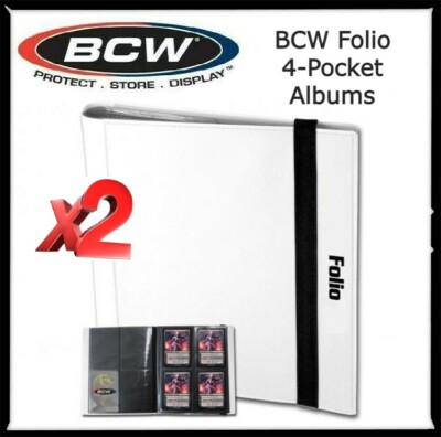 2 BCW Folio 4 Pocket WHITE Album Acid-Free Archival NO PVC 20 Double Sided Pages