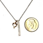 925 10k rose gold .06ct SI2 H diamond bar with heart pendant necklace 2.6g 18" — photo 2
