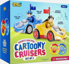 Rechargeable Remote Control Cartoon Cars for Little Kids, 2 Pack Police ...