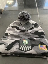 NBA BOSTON CELTICS Salute to Service GRAY Camo Winter Knit Cap Beanie Hat  NWT