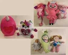 Plush Doll Lot of 7 - Rainbowcorn Snuggle Pod Pea Baby Popple Cat Scruff-A-Luvs