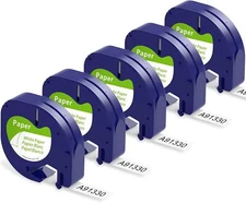 Paper White Tape Replace for 1/2 inch x 13 feet (12mm x 4m), Black on 