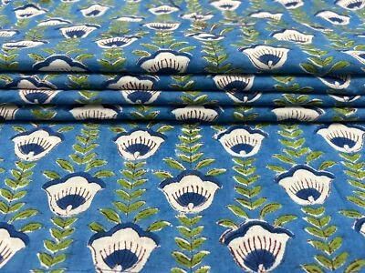 Jet de tissu Jaipur imprimé à la main 100 % coton imprimé à la main indien de... - Photo 1/4