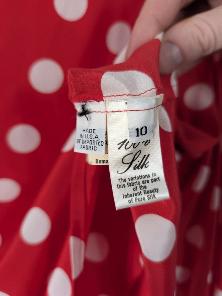 Camisa Blusa David Hayes Vintage Años 80 Alta Costura Lunares Arte Seda EE. UU. Foto 4 de 4